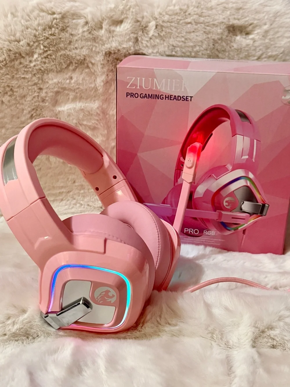 Ziumier Pro Gaming Headset - Pink RGB